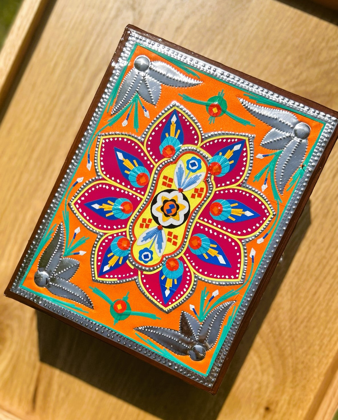 Handmade Chamakpatti Jewelry Box (Orange) - Truck'r