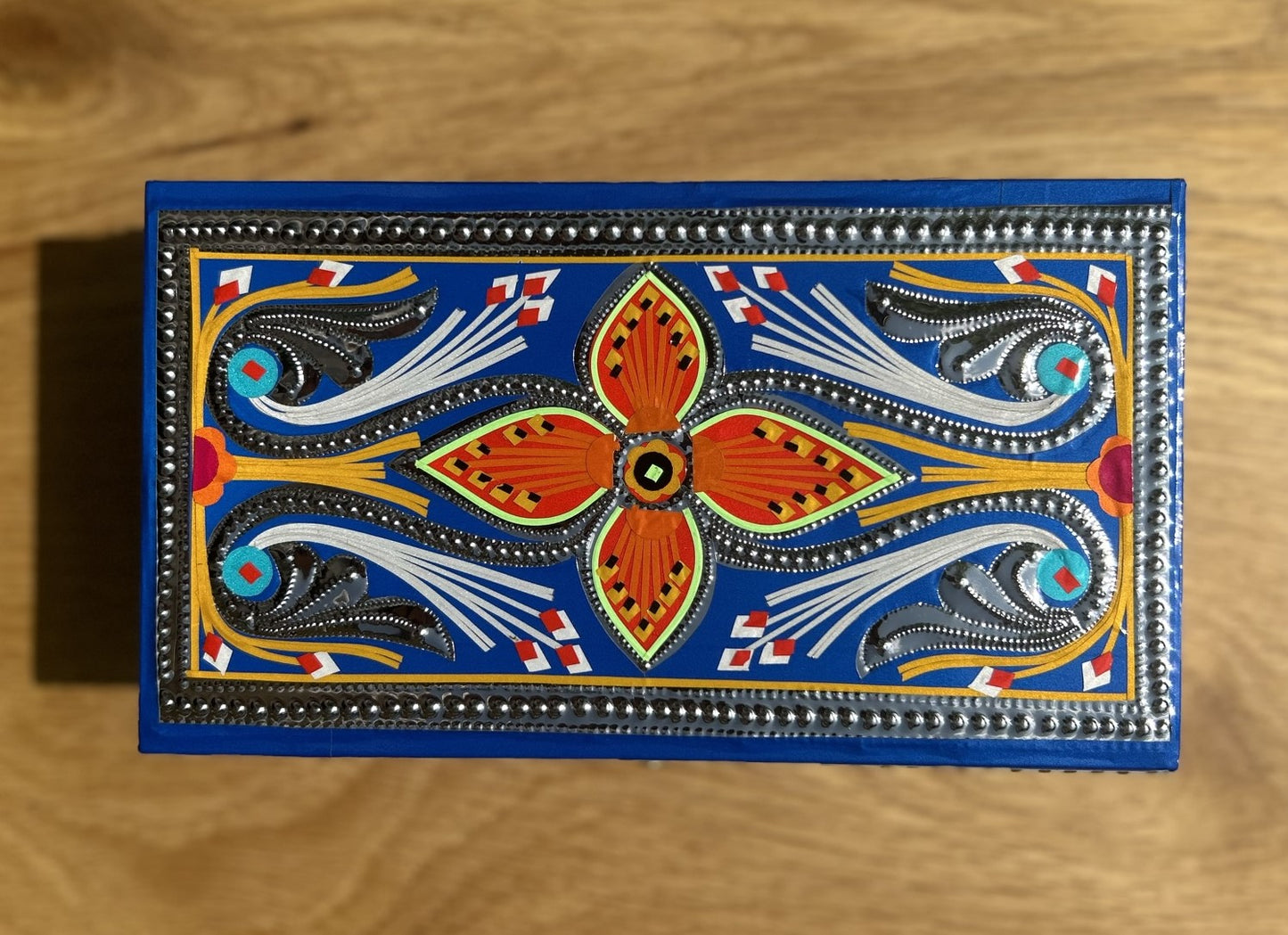 Handmade Chamakpatti Jewelry Box (Blue) - Truck'r