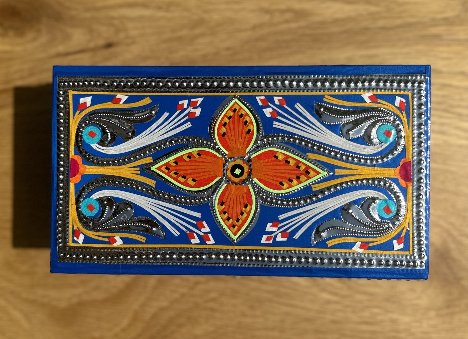 Handmade Chamakpatti Jewelry Box (Blue) - Truck'r