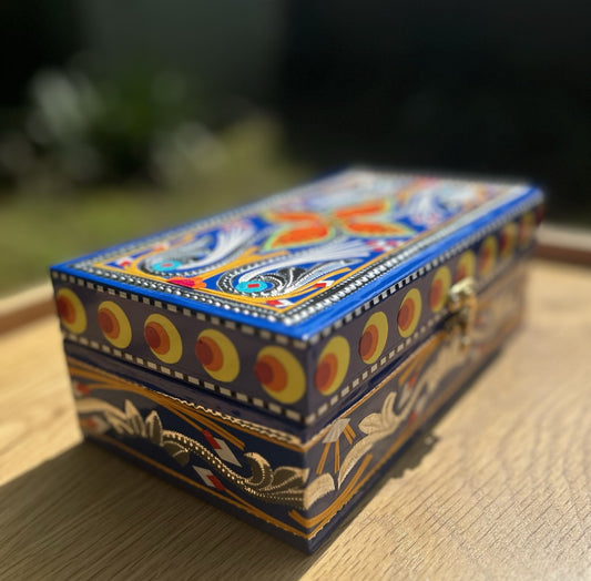 Handmade Chamakpatti Jewelry Box (Blue) - Truck'r