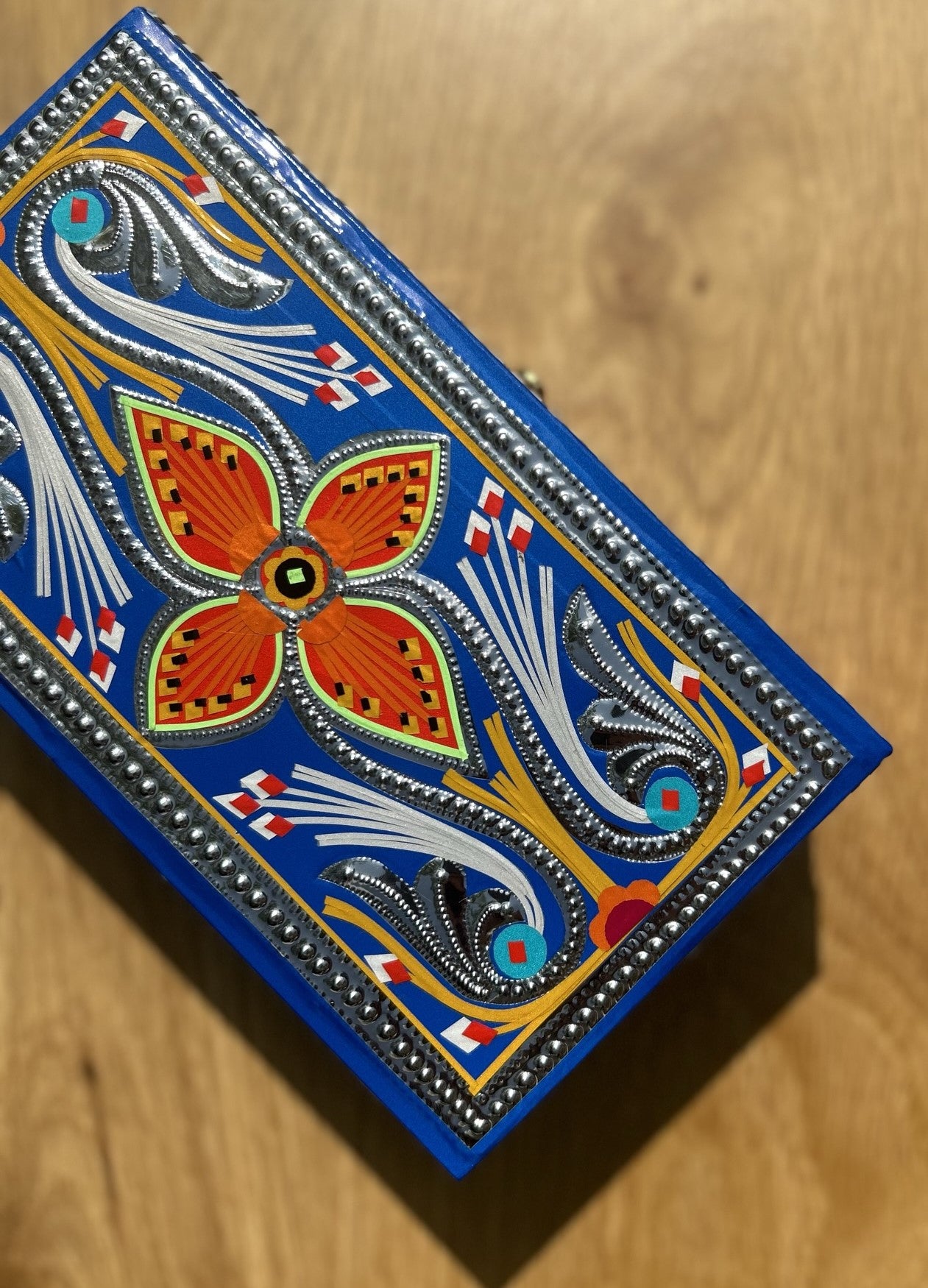 Handmade Chamakpatti Jewelry Box (Blue) - Truck'r