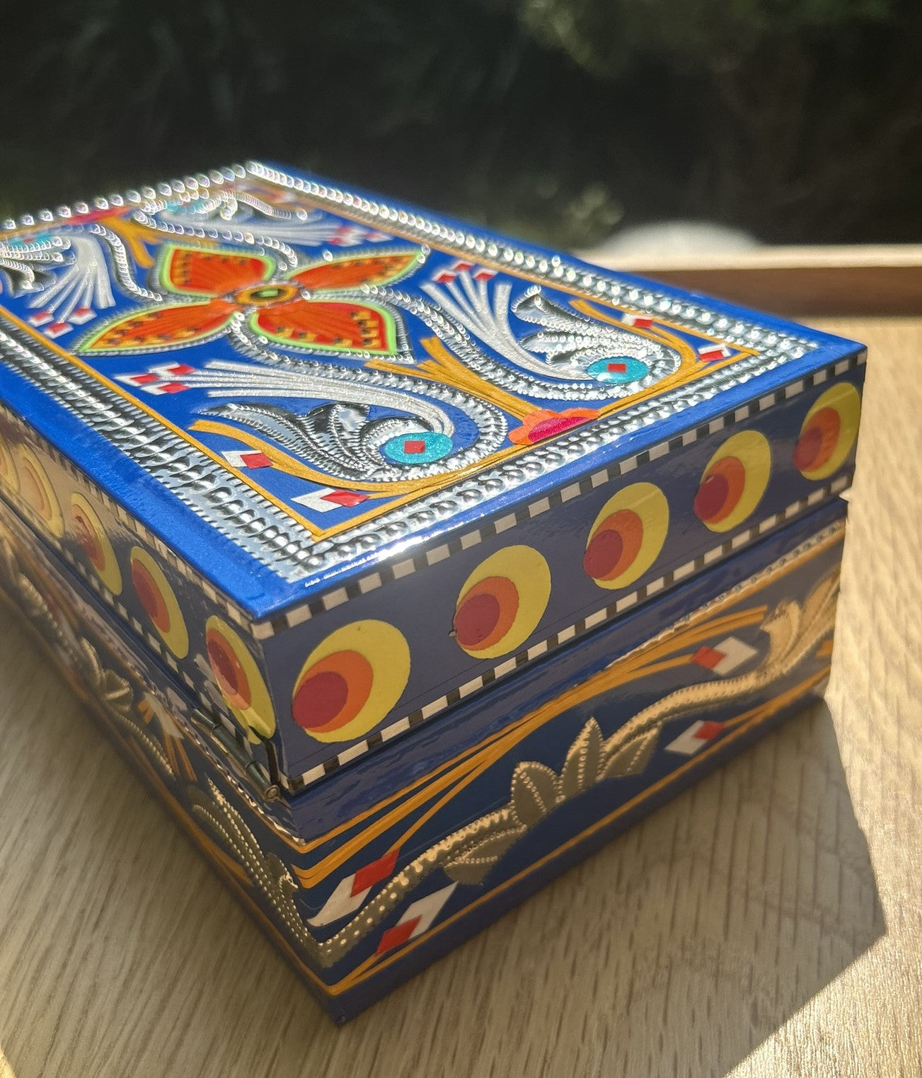Handmade Chamakpatti Jewelry Box (Blue) - Truck'r