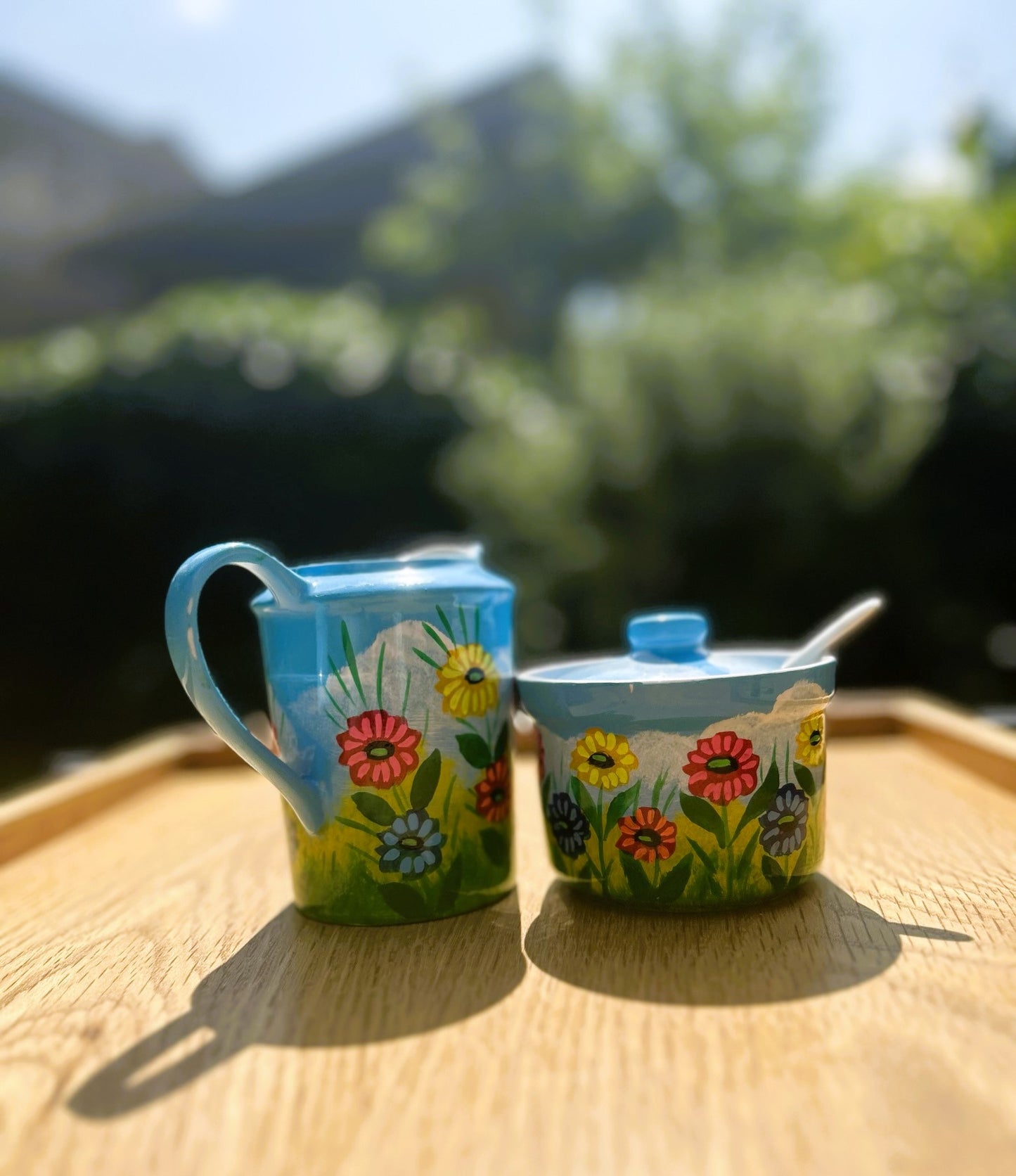 Handpainted Milk And Sugar Pot - Truck'r