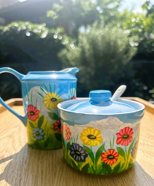 Handpainted Milk And Sugar Pot - Truck'r