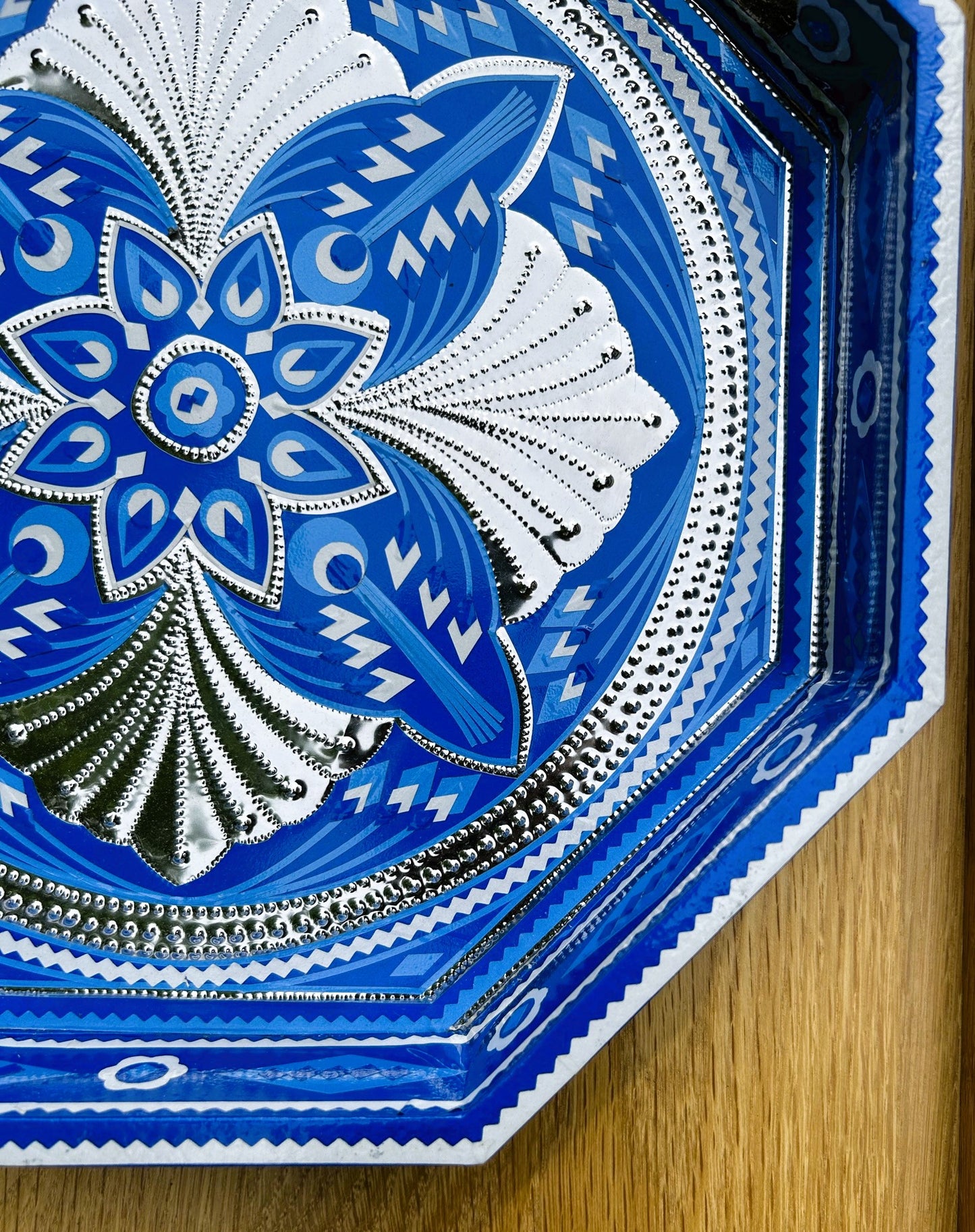 Octagon Chamak Patti Tray (Blue) - Truck'r