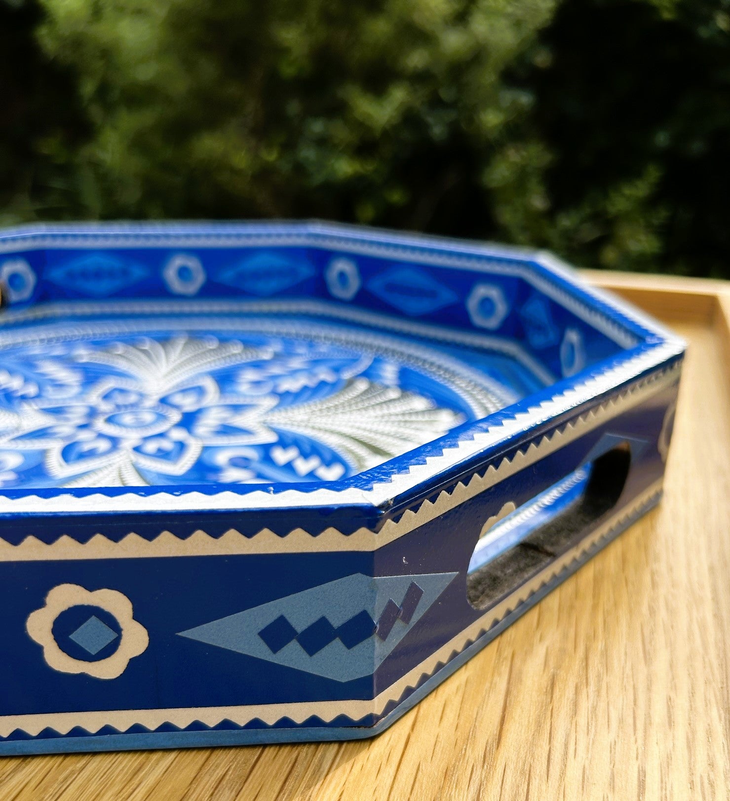 Octagon Chamak Patti Tray (Blue) - Truck'r